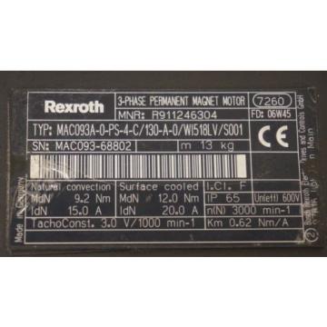 Origin Iraq  REXROTH MAC093A-0-PS-4-C/130-A-0/WI518LV/S001 SERVO MOTOR R911246304