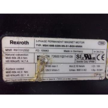 Rexroth Kiribati  MSK100B-0200-NN-S1-BGO-NNNN 3 Phase Servo Motor MOT4039